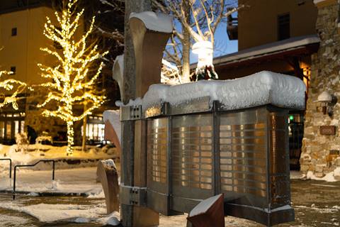 FORGED statue covered in snow