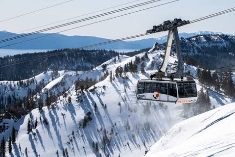 Palisades Tahoe Aerial Tram in winter.