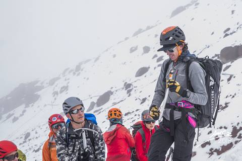 Alpenglow guide teaches people about mountaineering. 