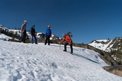 Instructor at Alpenglow Expeditions leads beginner's mountaineering course.