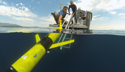 AUV being deployed in the water