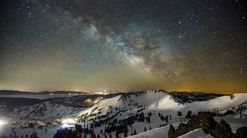 The night sky with stars pictured at Palisades Tahoe.