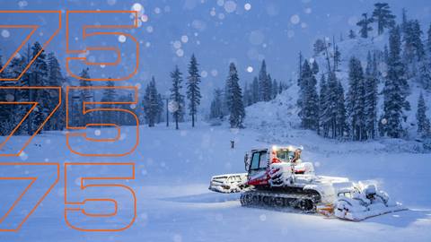 Snow cat grooming ski resort runs at Palisades Tahoe