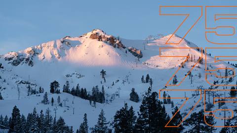 Sunrise over Palisades Tahoe with new snow