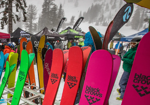 Black Crow skis pictured at a demo day.