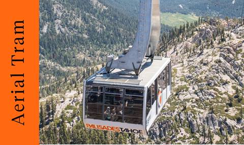 The Aerial Tram at Palisades Tahoe in summertime. 