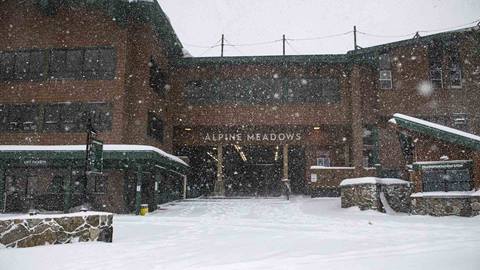 New snow at Alpine Meadows by the lodge.