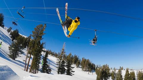 Tyler Curle throwing tricks in the Gold Coast Park at Olympic Valley