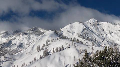 Panorama scenic Palisades Tahoe in the Winter. 